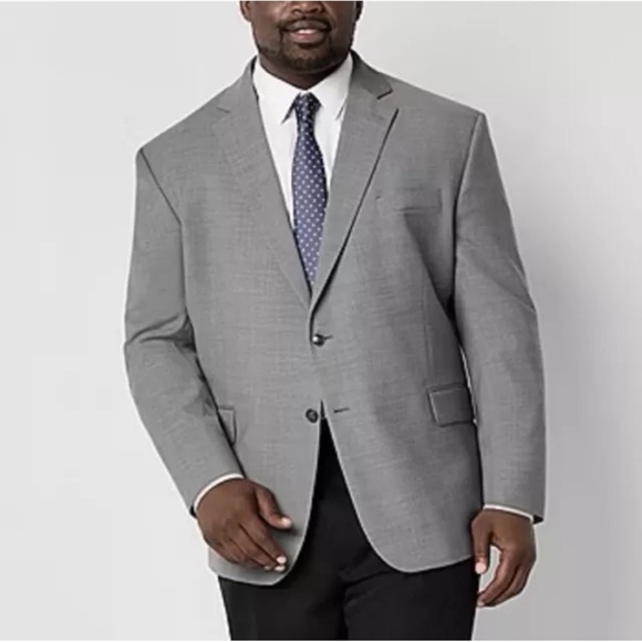 Stafford Men’s Hopsack Blazer Gray Heather Big and Tall - Picture 1 of 11